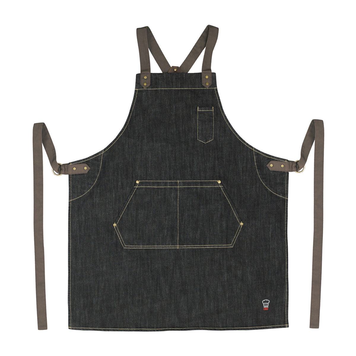 Picture of Winco BADN-3126 Heavyweight Denim Bib Apron, Cross-Back - 31.75 x 26.75 in.