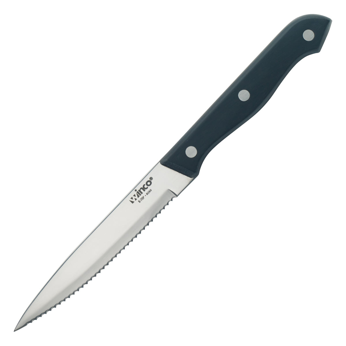 Picture of Winco K-70P Solid Pom Handle Steak Knife, 5 in. Blade, Pointed Tip