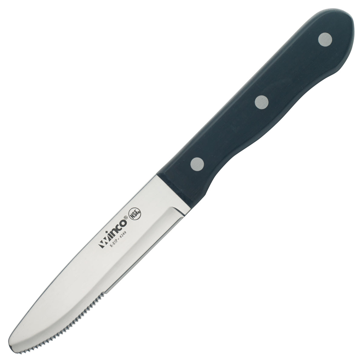 Picture of Winco K-81P Jumbo Steak Knives, 4.75 in. Blade, Round Tip, Solid Pom Handle, 6 Piece