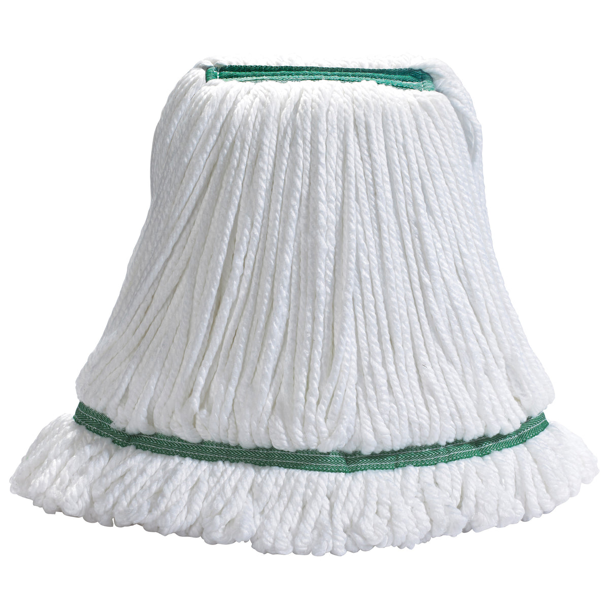 Picture of Winco MOPM-M Superior Microfiber Loop-End & Banded Wet Mops - Medium - White with Green Bands