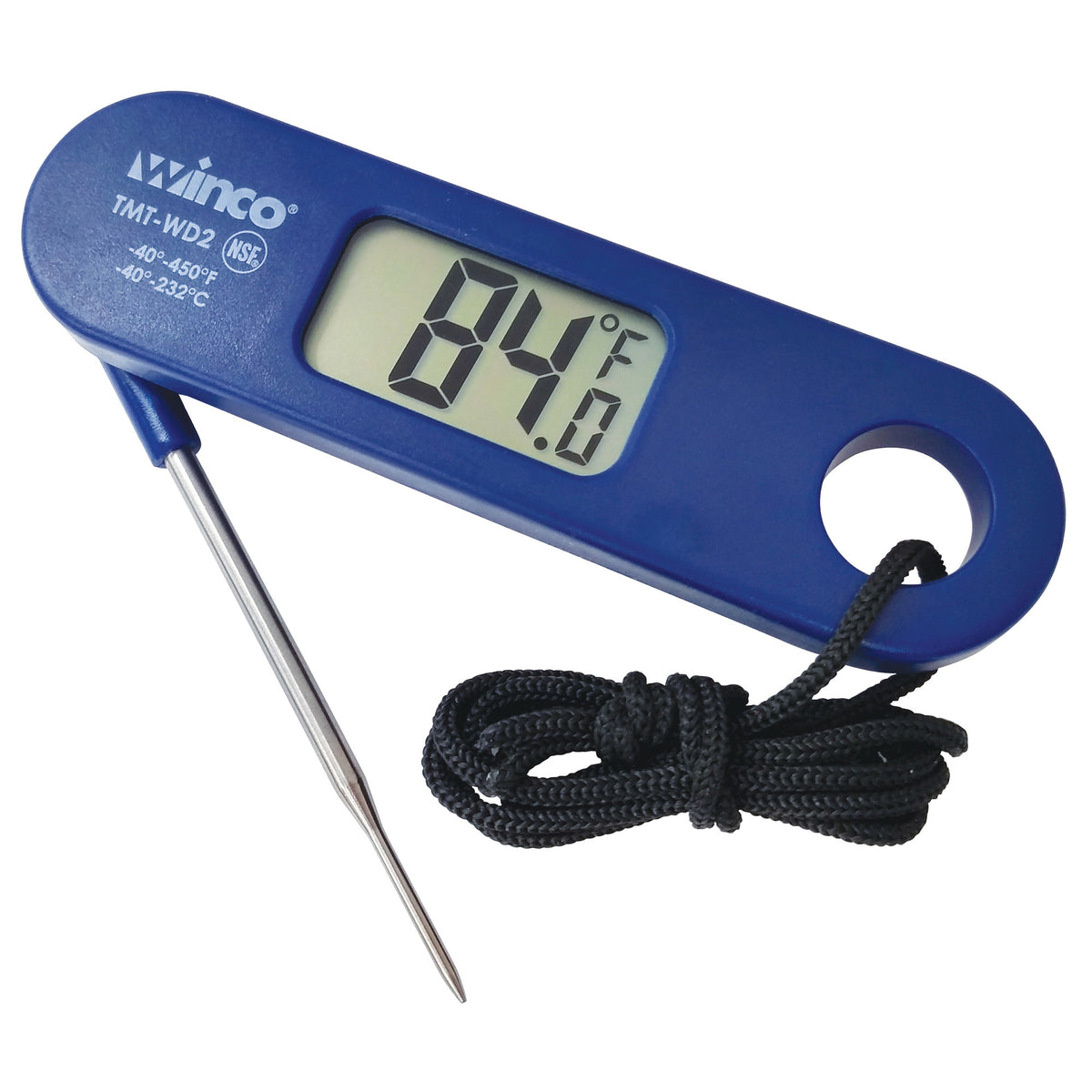 Picture of Winco TMT-WD2 Folding Probe Digital Thermometer, -40 deg to 450 deg F, 1.5 mm Dia. Probe - Waterproof, NSF