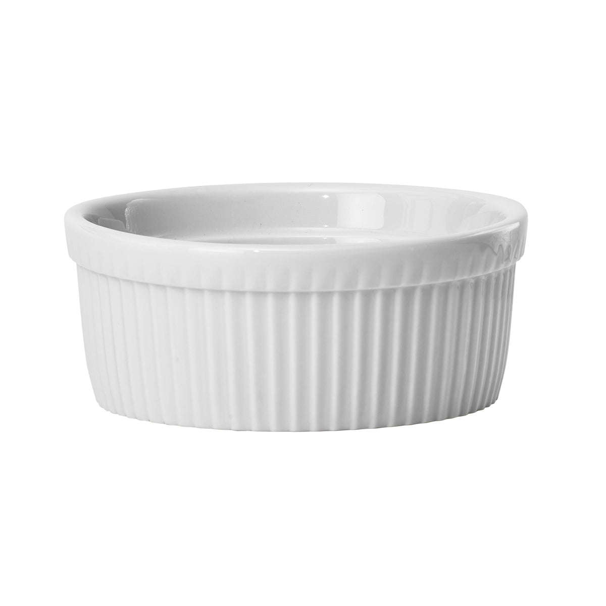 Picture of Winco SBR-12 Fluted Souffle Bowl, 12 oz, White Porcelain, 12 Piece - 4.5 in. Dia. x 2.5 in. - 12 Piece