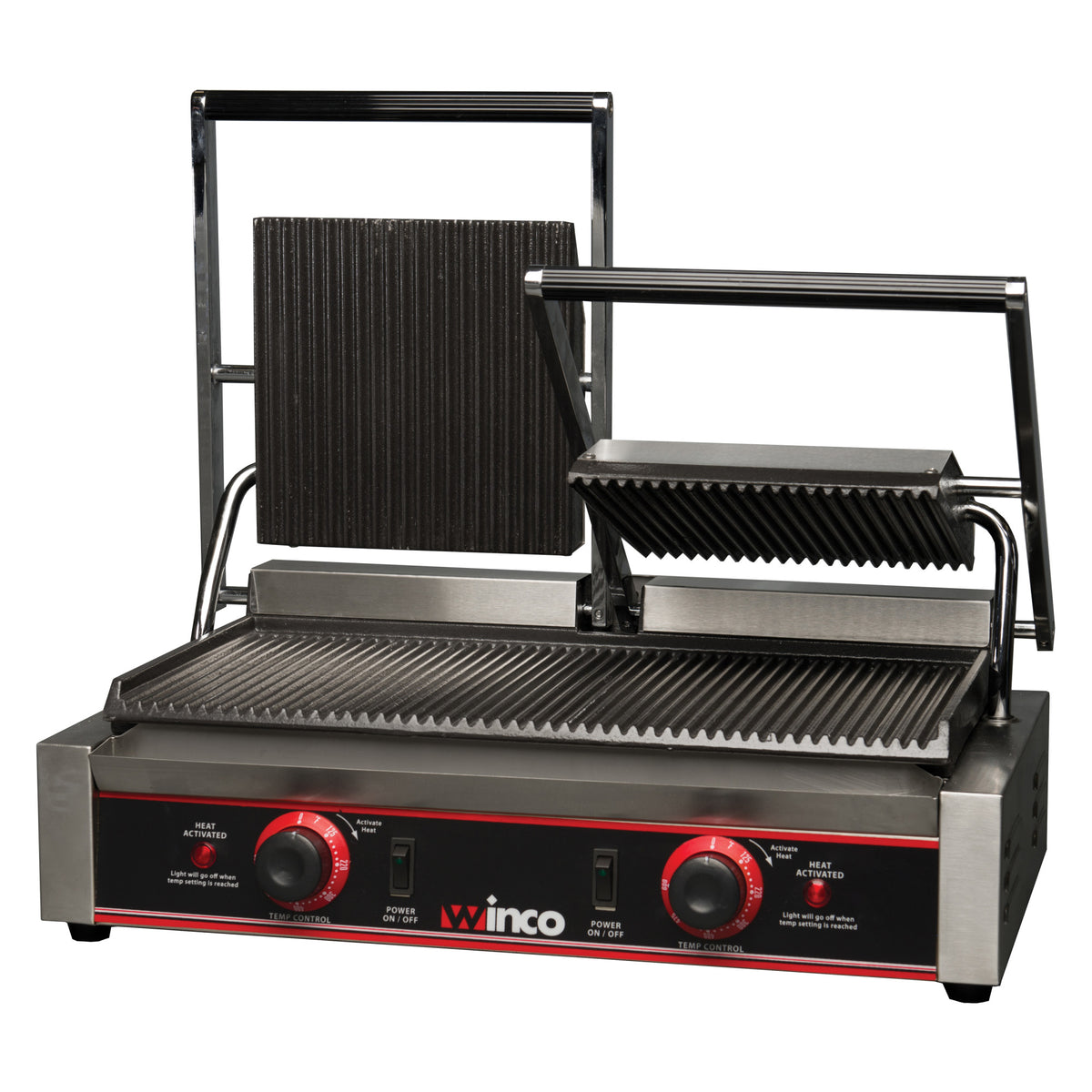 Picture of Winco EPG-2 Double Panini Grill, 19 x 9 in. Surface