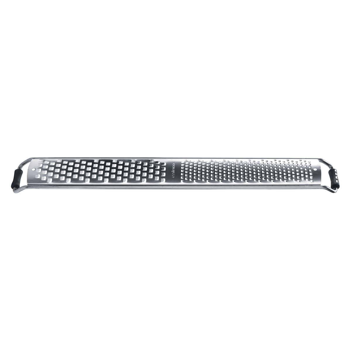 Picture of Winco GT-345 Grater with Soft Grip Handle & Anti-Slip Feet, Half Zester & Half Fine Blades - Stainless Steel