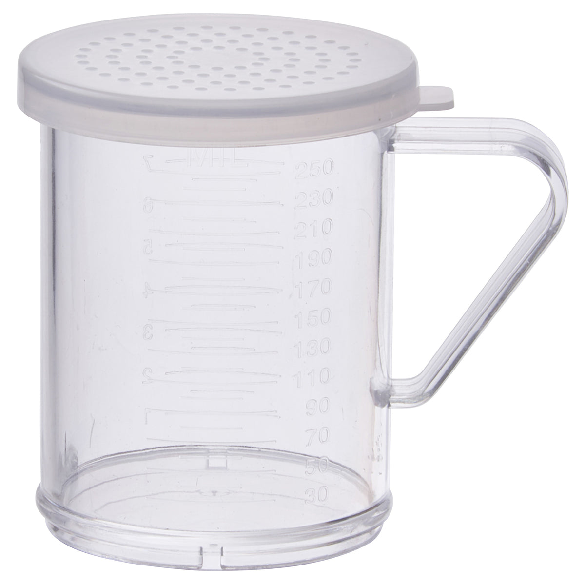 Picture of Winco PDG-10CM 10 oz Dredge with Clear Snap-On Lid - Medium