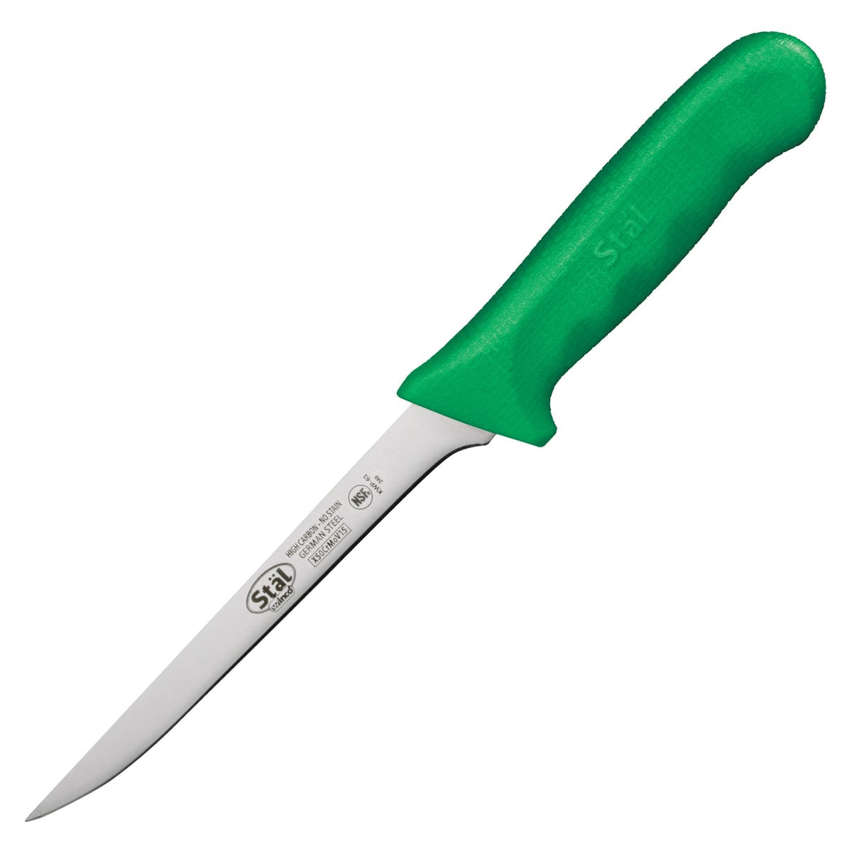 Picture of Winco KWP-61G Stal 6 in. Boning Knife, Narrow - Green Polypropylene Handle