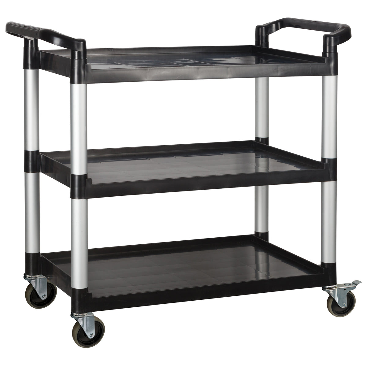 Picture of Winco UC-3019K 3-Tier Utility Carts with Brakes - Black, 40.75 x 19.5 x 37.38 in.