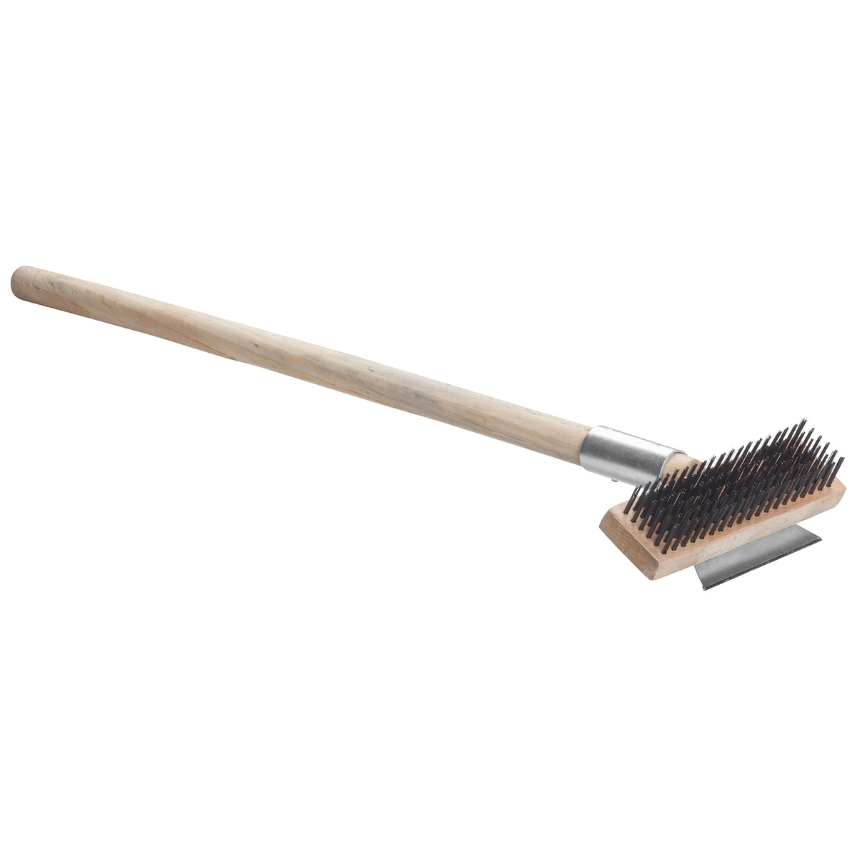 Picture of Winco BR-27 Pizza Oven Wire Brush with Metal Scraper - 27 in.