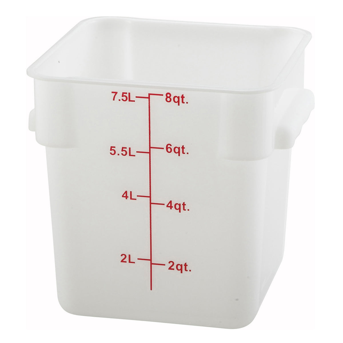 Picture of Winco PESC-8 Square Storage Container, White Polypropylene - 8 qt.