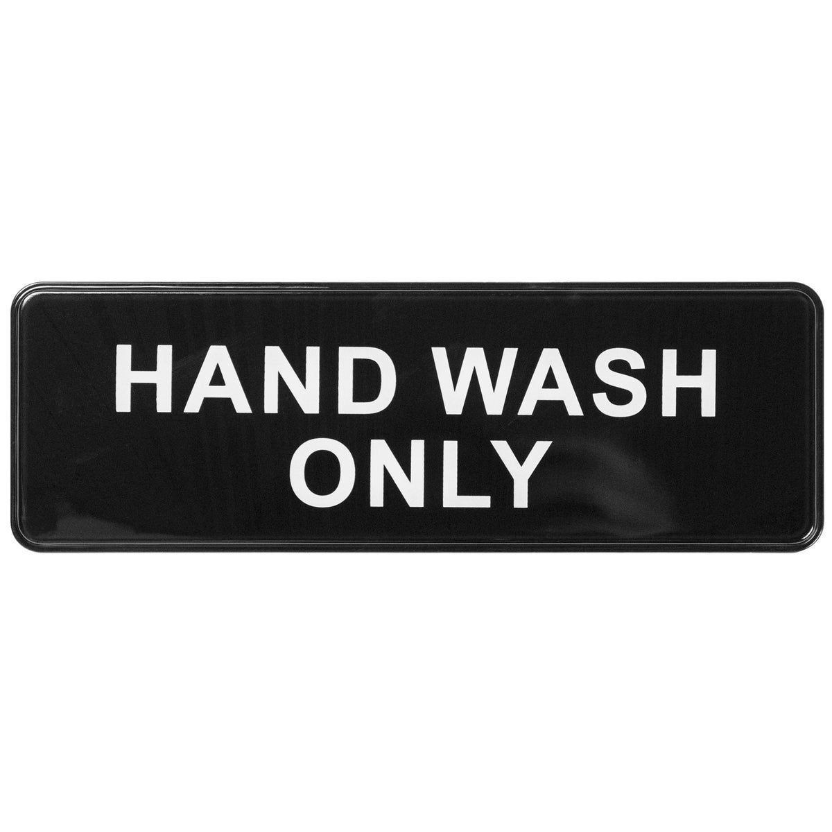 Winco SGN-303 Information HAND WASH ONLY Sign w/ Symbol, 3 x 9, Black