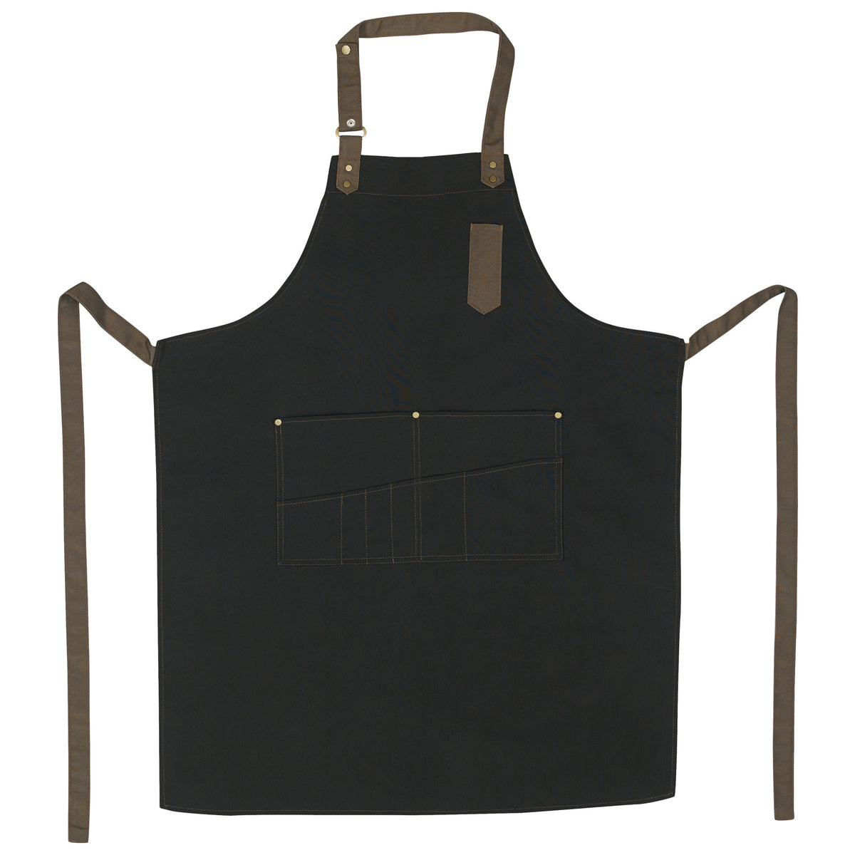 Picture of Winco BA-3327K Mid-Weight Bib Apron with 8 Waist Pockets - Black - 33.5 x 27 in.