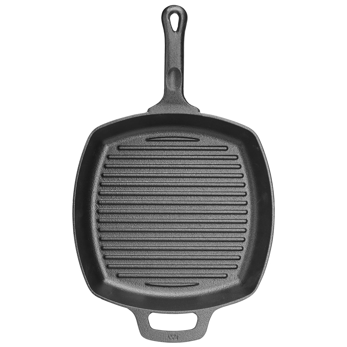 Winco CAGP-10S 10 1/2 Square Induction Grill Pan - Pre Seasoned Cast Iron, Black