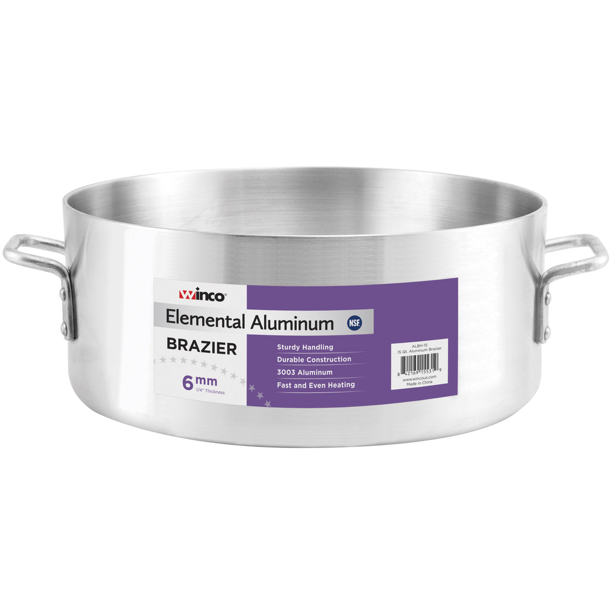 Picture of Winco ALBH-15 Elemental Aluminum Brazier, 6 mm - 15 qt.