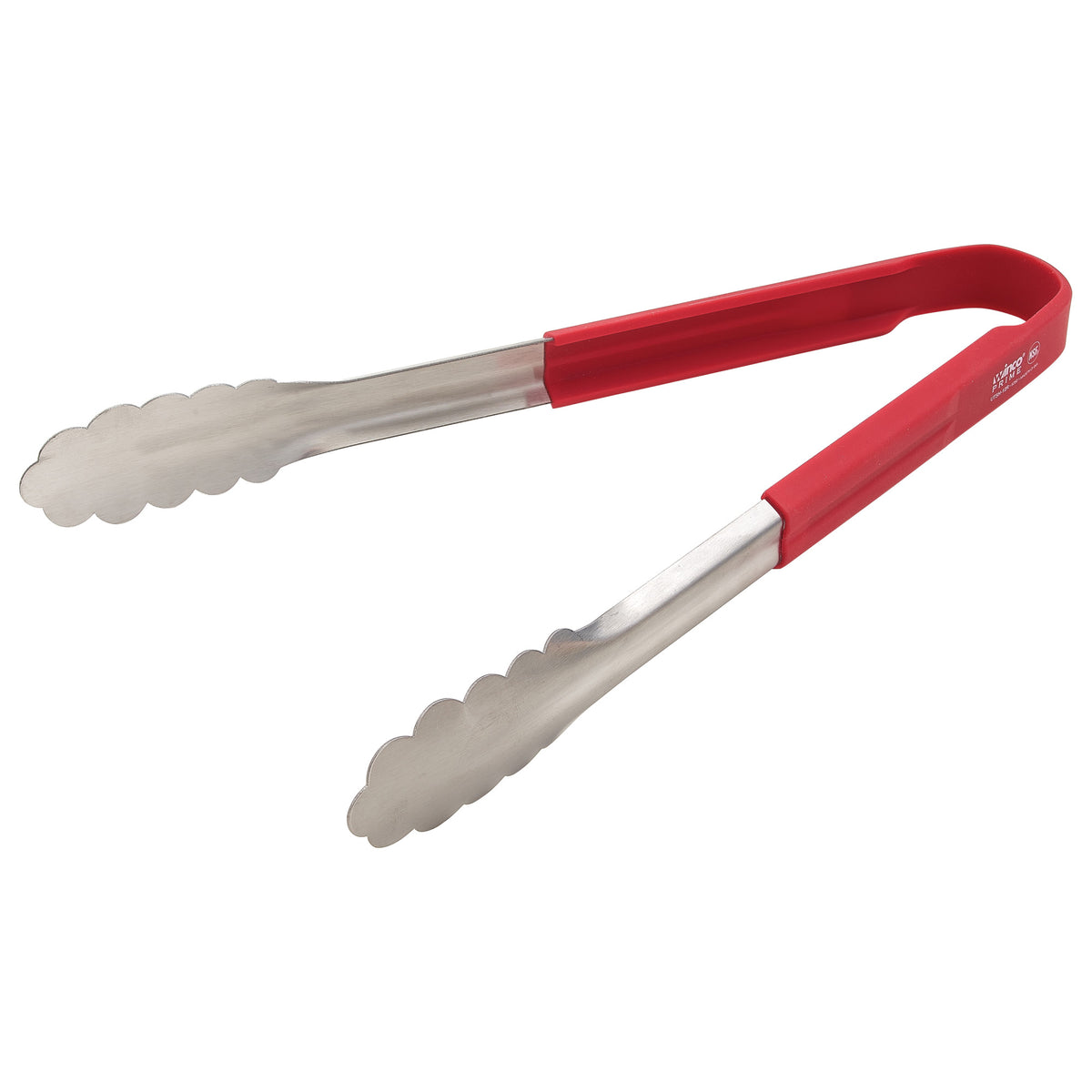 Picture of Winco UTSH-12R Prime 12 in. Stainless Steel Utility Tongs with Red Silicone Handle