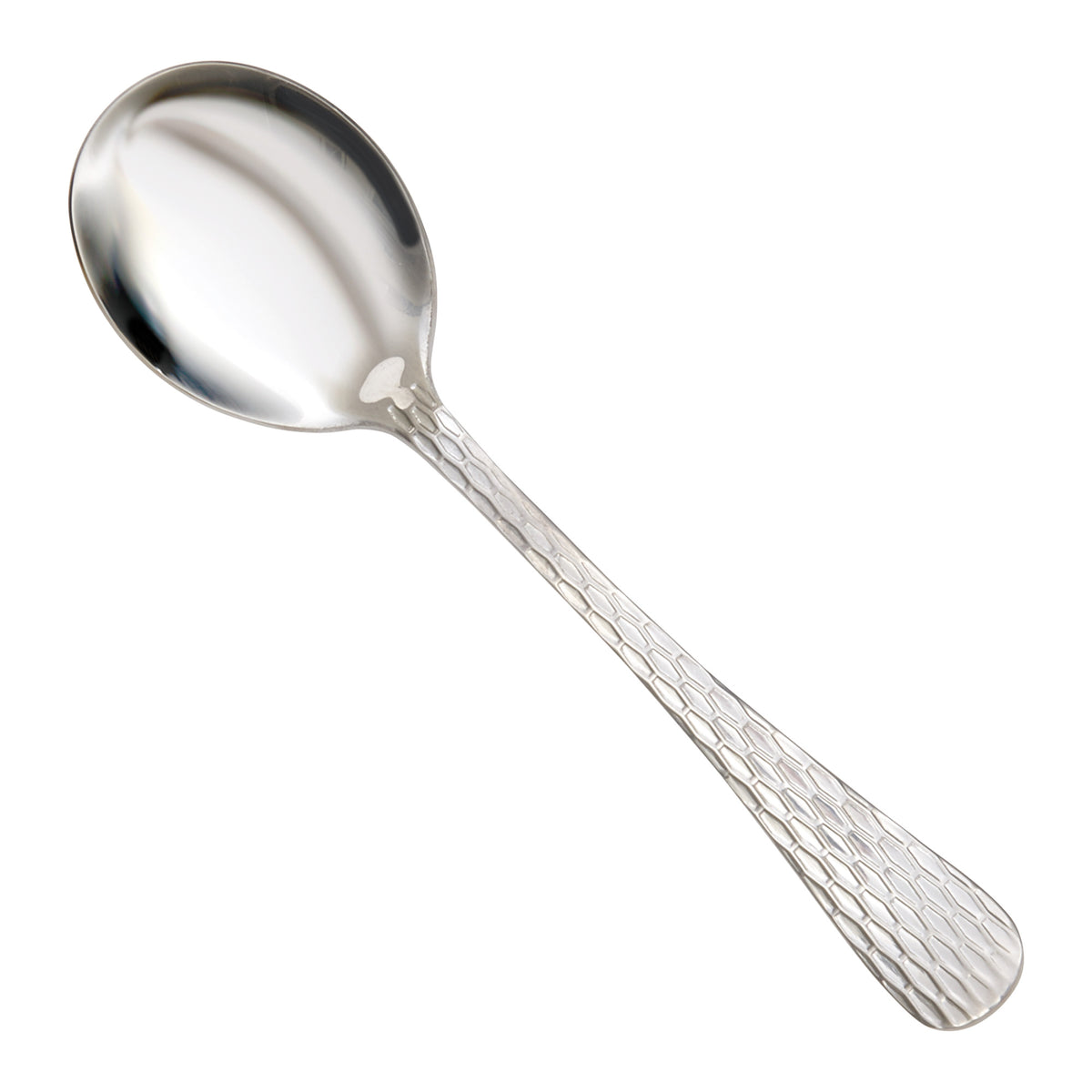 Picture of Winco 0023-04 Caspian Bouillon Spoon, 18-0 Stainless Steel Medium Weight - Hammered Finish