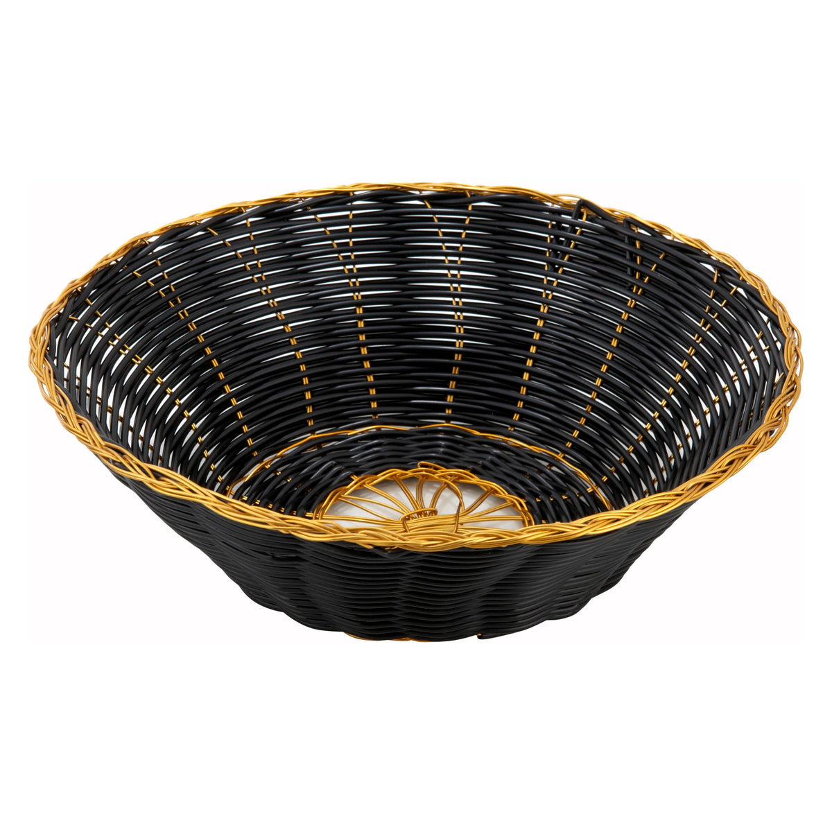 Picture of Winco PWBK-8R Black & Gold Poly Woven Basket - Round - 8.25 x 2.25 in.