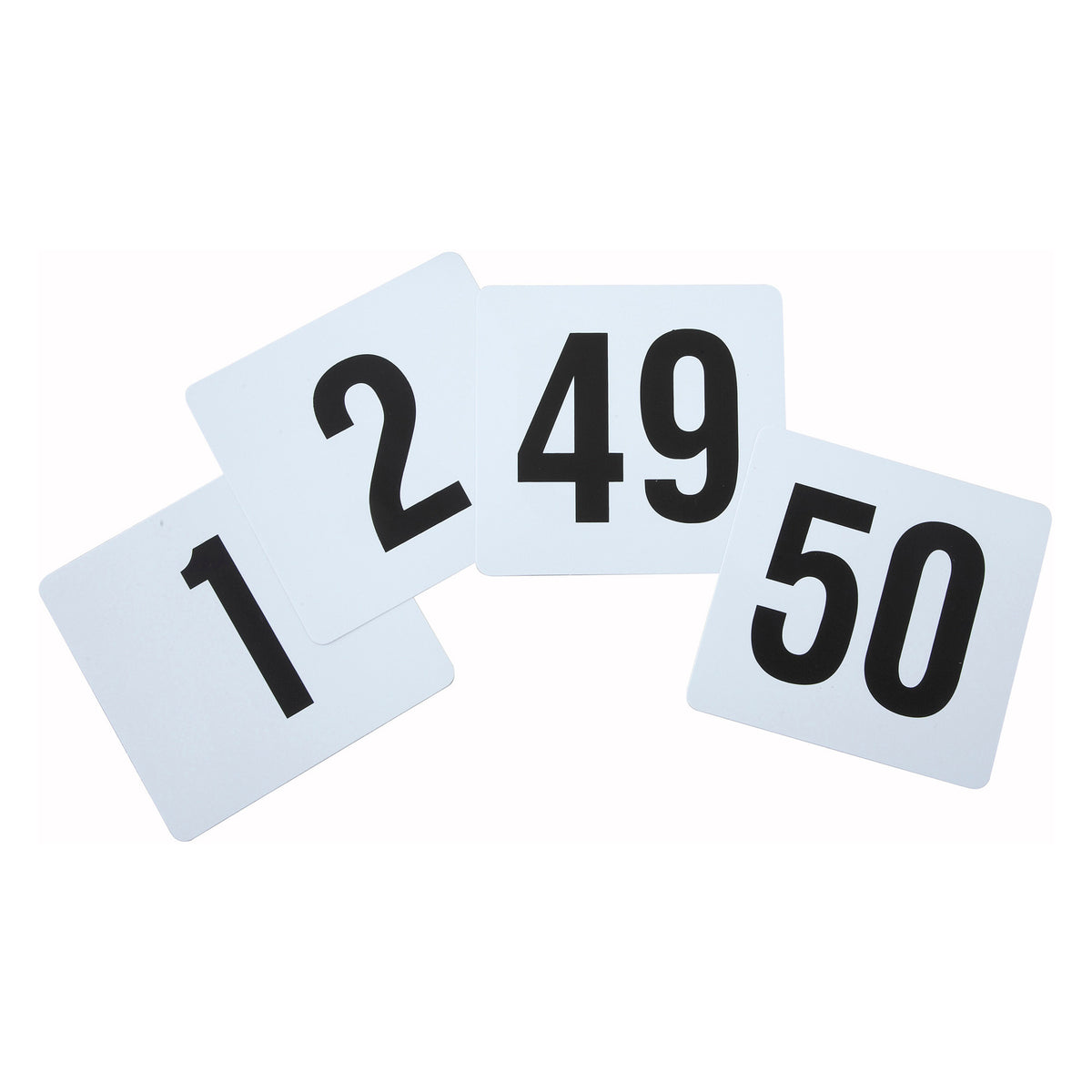 Picture of Winco TBN-50 Plastic Table Numbers, 1-50 - 4 x 3.75 in., Plastic