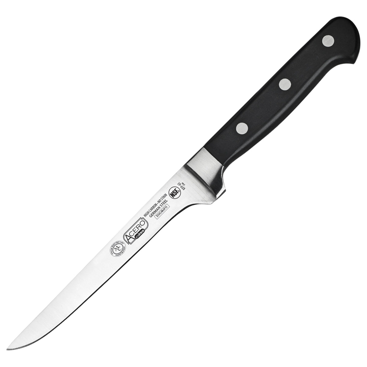 Picture of Winco KFP-61 Acero 6 in. Boning Knife - Triple Riveted, Full Tang Forged Blade