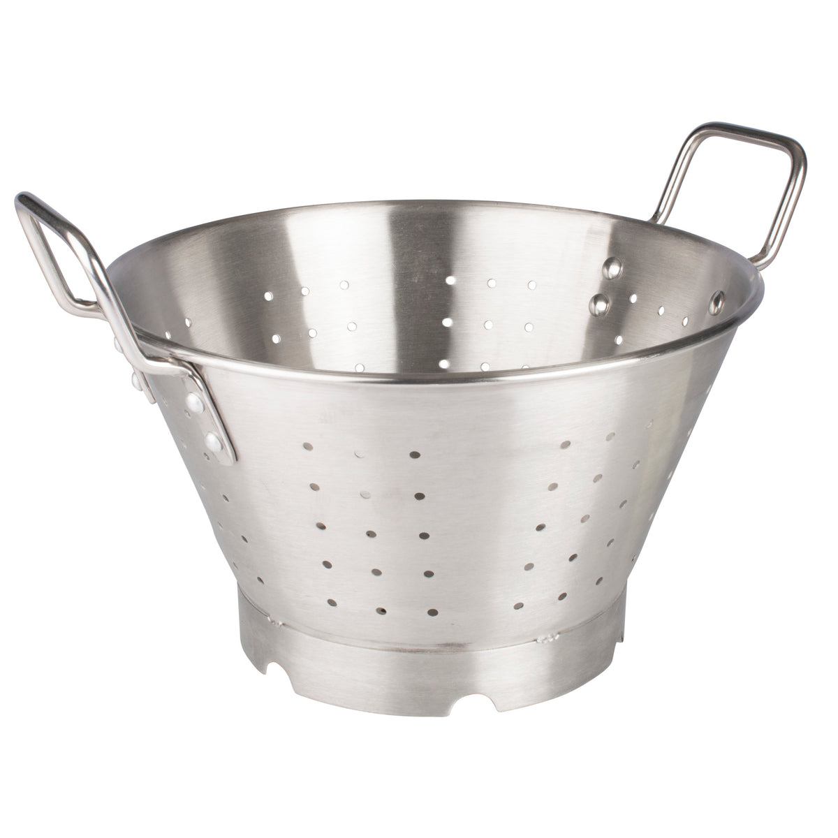 Picture of Winco SLO-11 Colander with Handles & Base, Heavy-Duty Stainless Steel - 11 qt. -15 in. Bowl