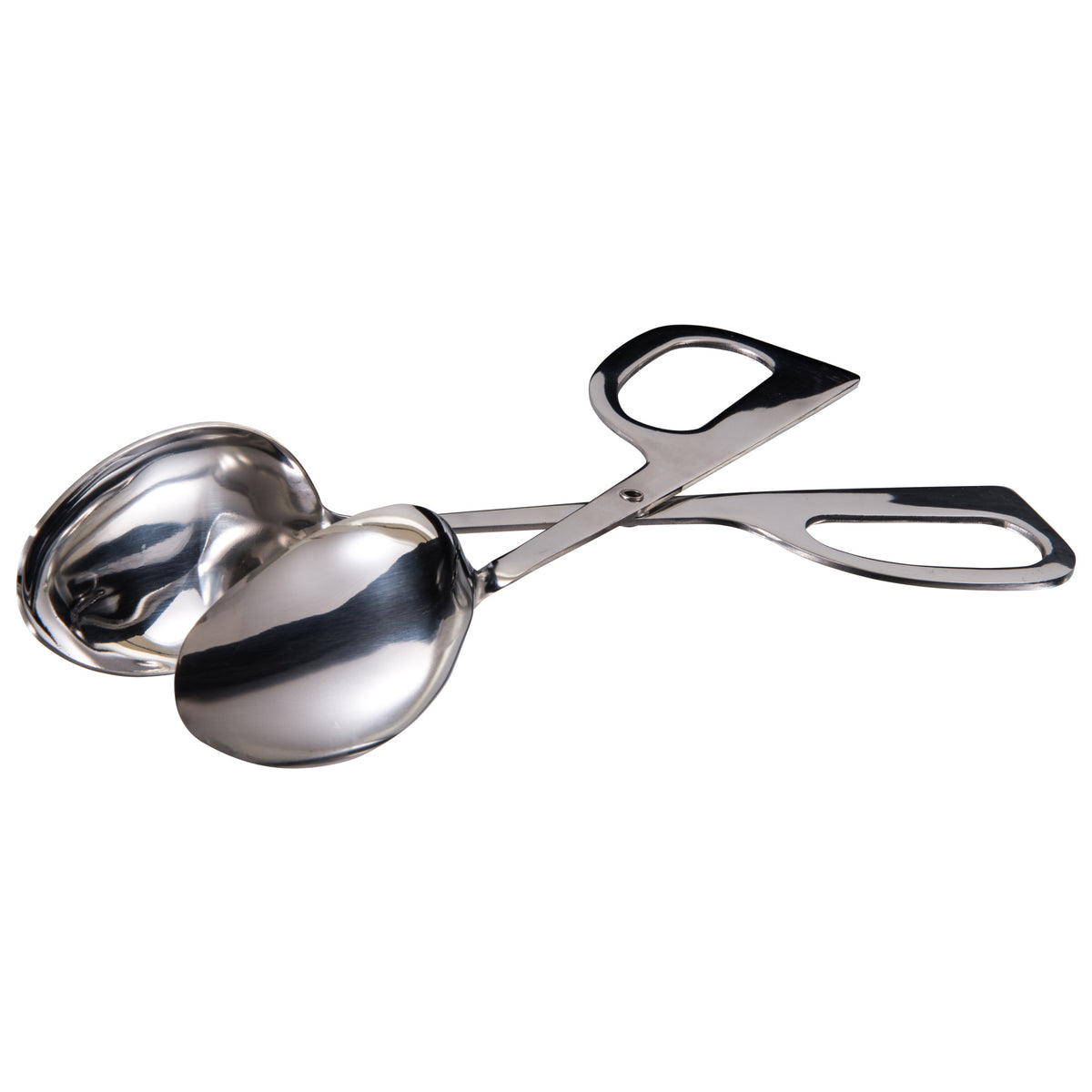 Picture of Winco ST-2 10 in. Stainless Steel Salad Tongs, Double Spoon, Mirror Finish