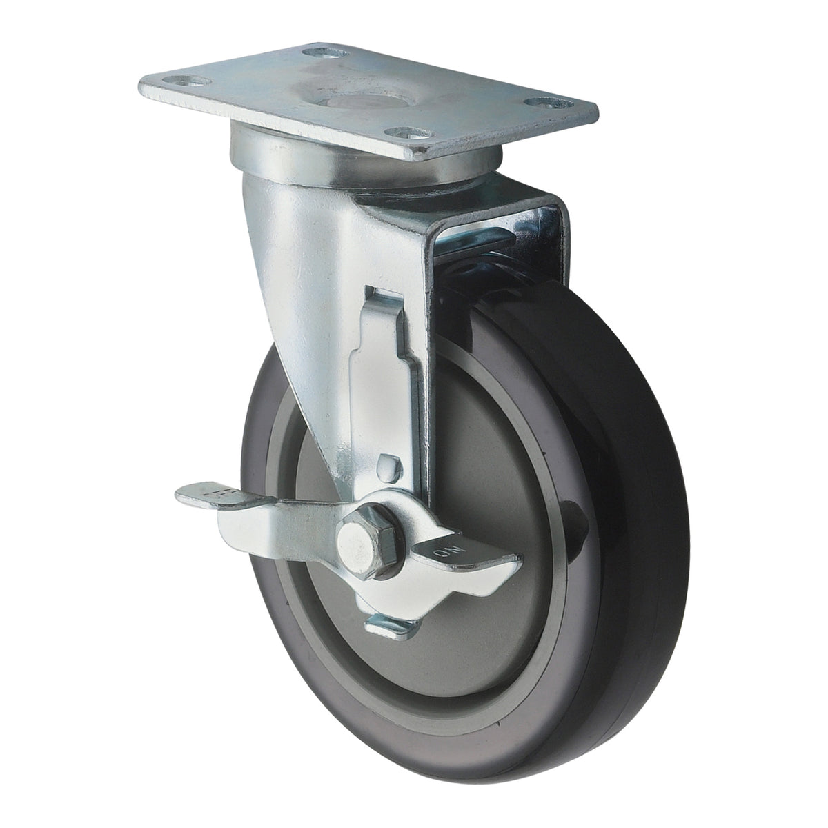 Picture of Winco CT-23B Universal Plate Caster Set with Brake, 2.38 x 3.63 in. Plate, 5 in. Wheels - 2 Piece