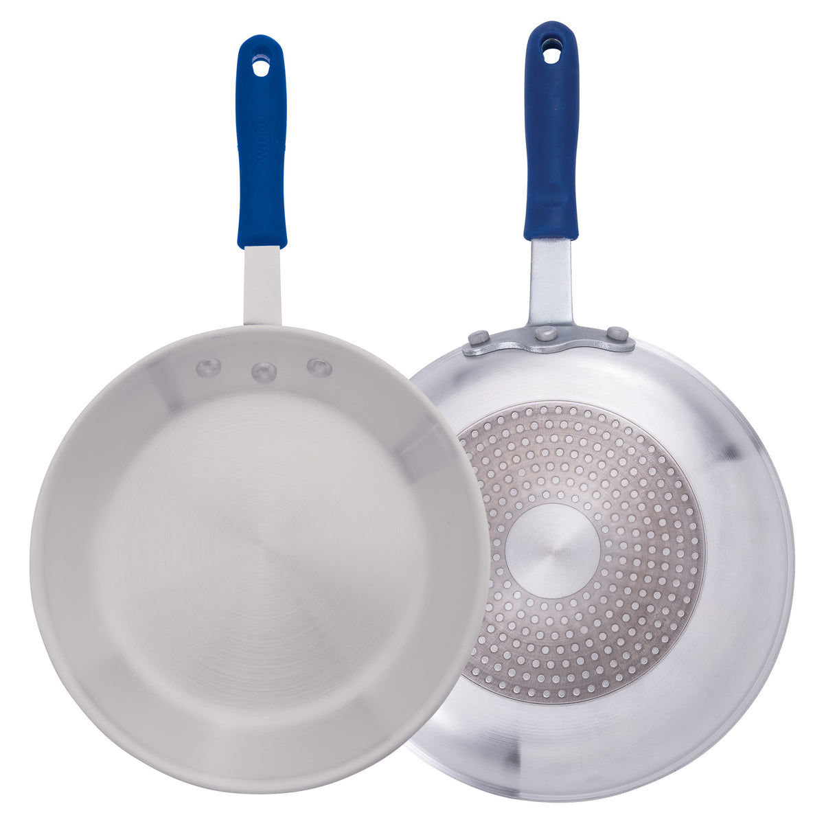 Picture of Winco AFPI-12H Induction Ready Aluminum Fry Pan with Sleeve, Stainless Steel Bottom, Natural Finish - 12 in. Dia.