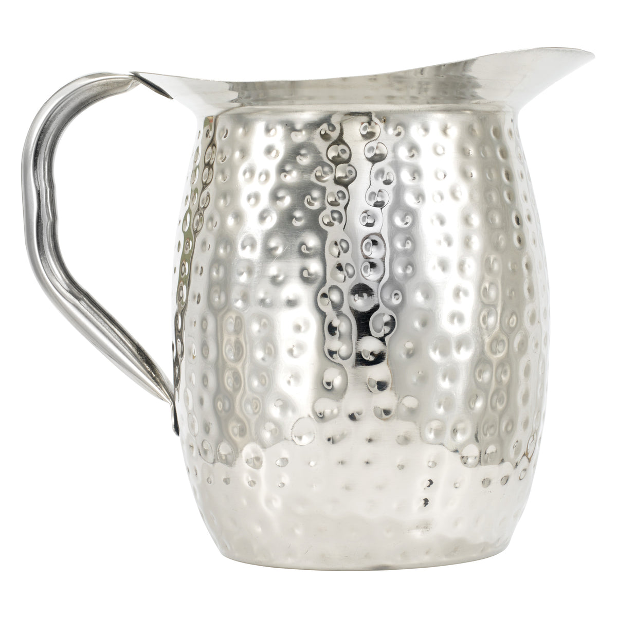 Picture of Winco WPB-3CH 3 qt. Hammered Stainless Steel Bell Pitcher with Ice Guard