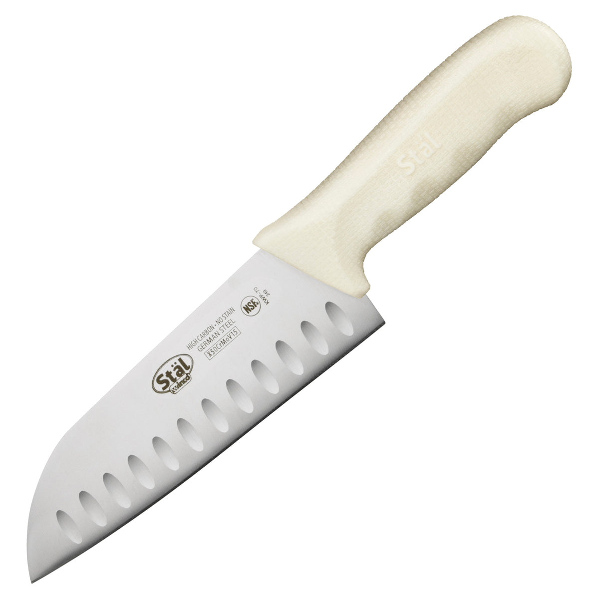 Picture of Winco KWP-70 7 in. Santoku Knife, White Polypropylene Handle