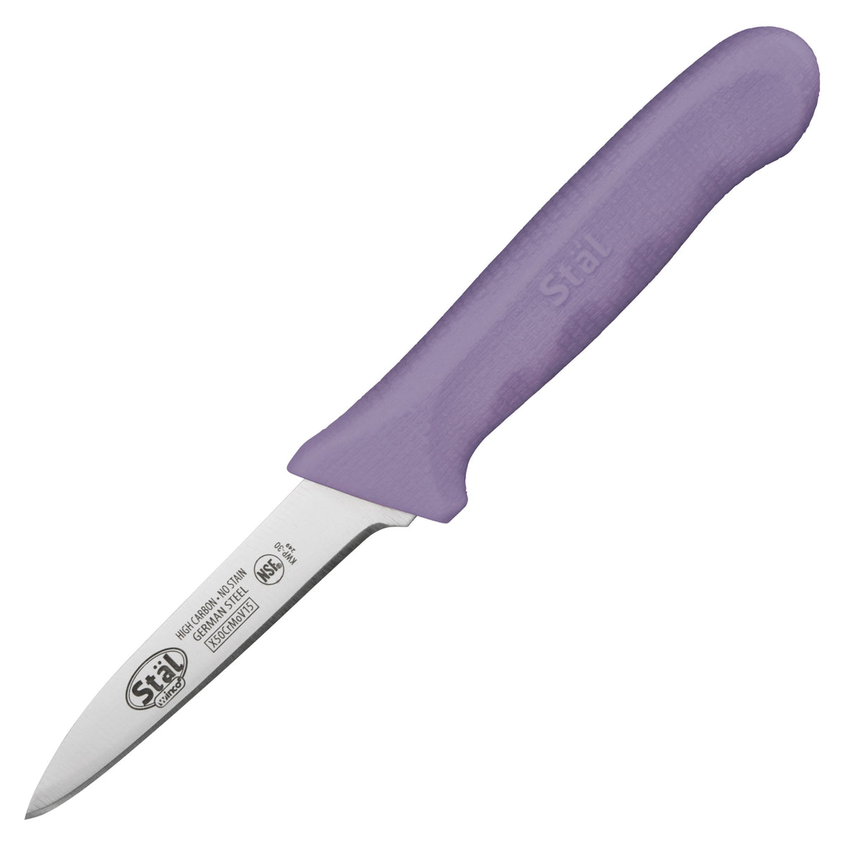 Picture of Winco KWP-30P Allergen-Free 3.25 in. Paring Knives, Purple Polypropylene Handle - 2 Per Pack