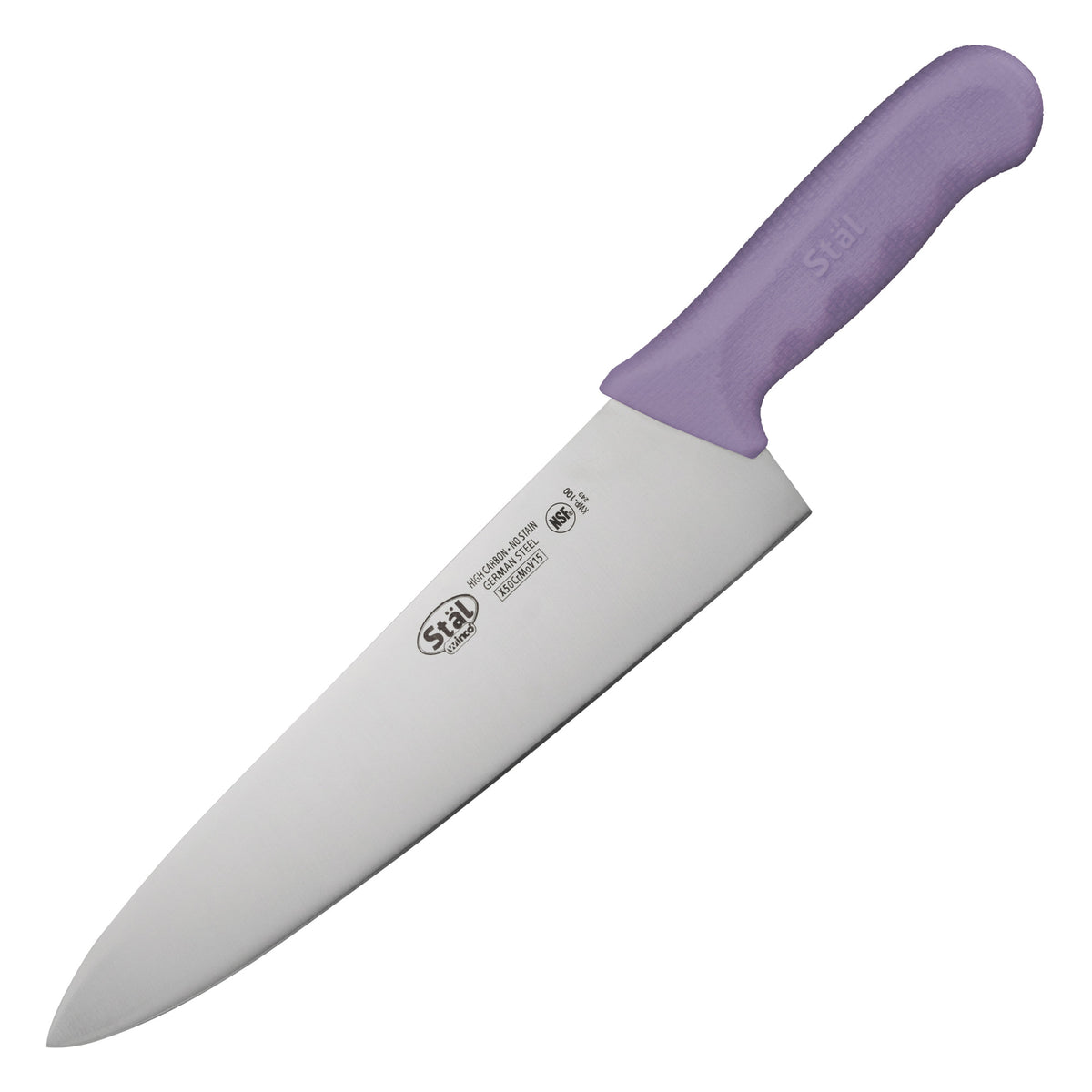Picture of Winco KWP-100P Allergen-Free 10 in. Chefs Knife, Purple Polypropylene Handle