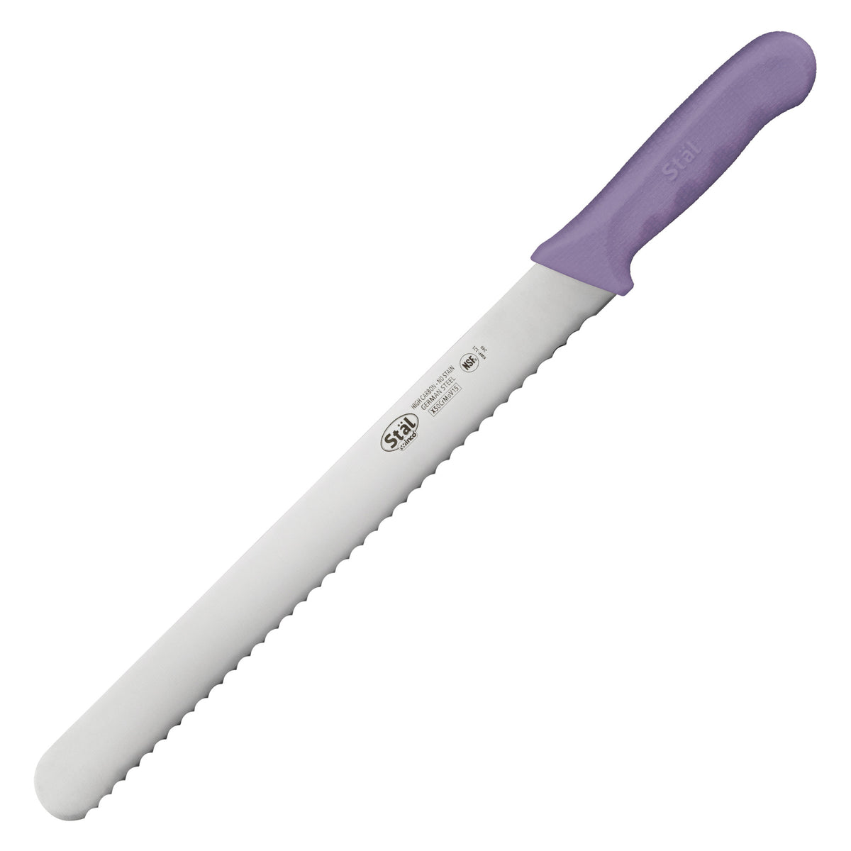 Picture of Winco KWP-121P Allergen-Free 12 in. Wavy Edge Slicer, Purple Polypropylene Handle - Straight