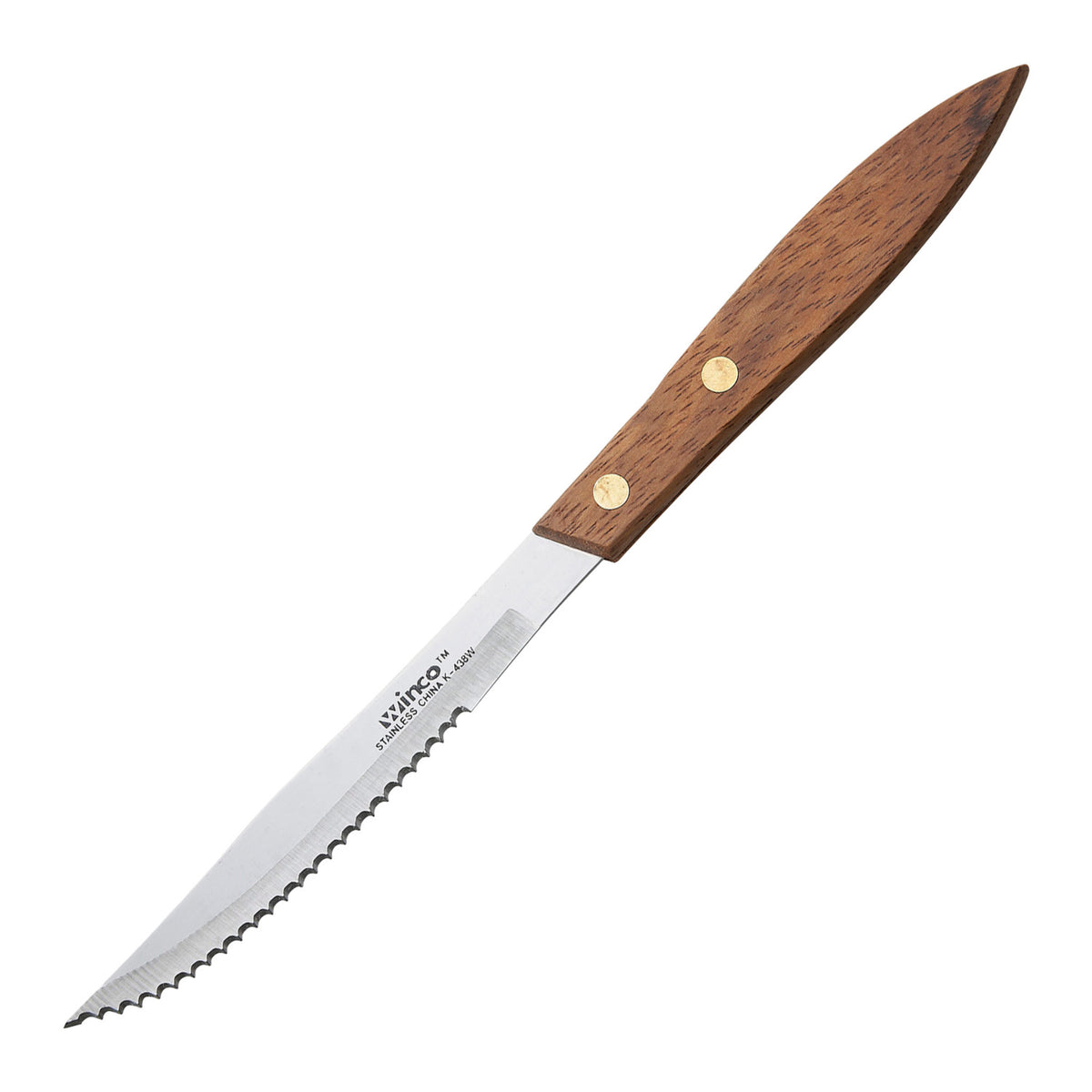 Picture of Winco K-438W Steak Knives, 4.38 in. Blade, Wooden Handle, Pointed Tip & Handle