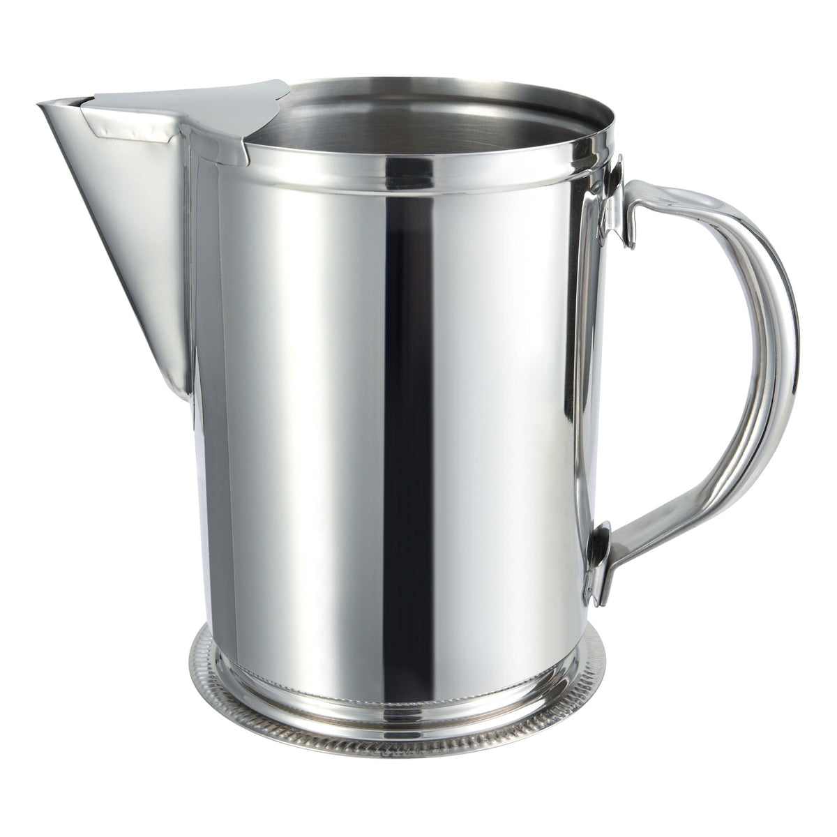 Picture of Winco WPG-64 64 oz Water Pitcher with Ice Guard, Stainless Steel