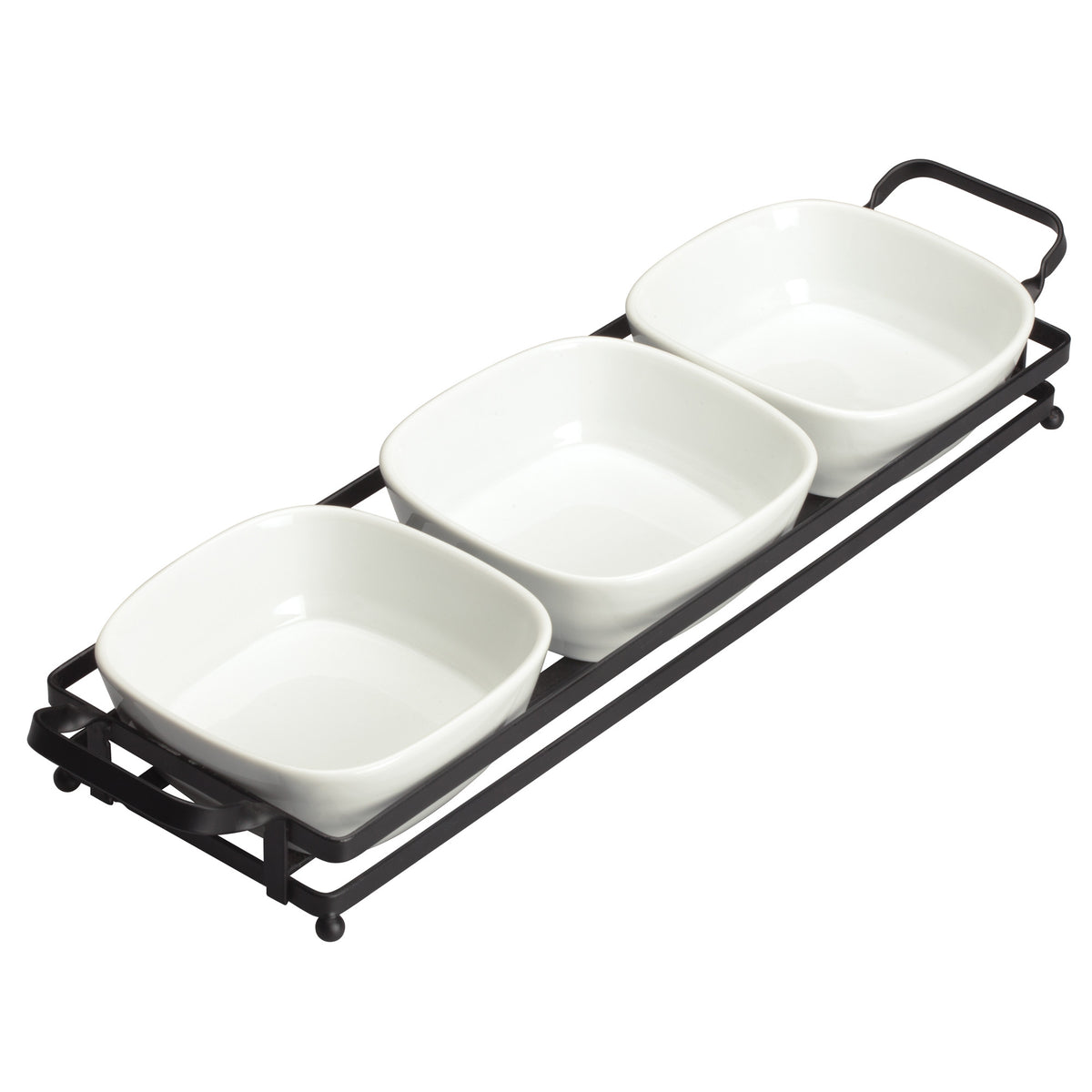 Picture of Winco WDP014-102 16.5 x 4.63 in. Porcelain Trio Set with Stand, Bright White - Set of 12