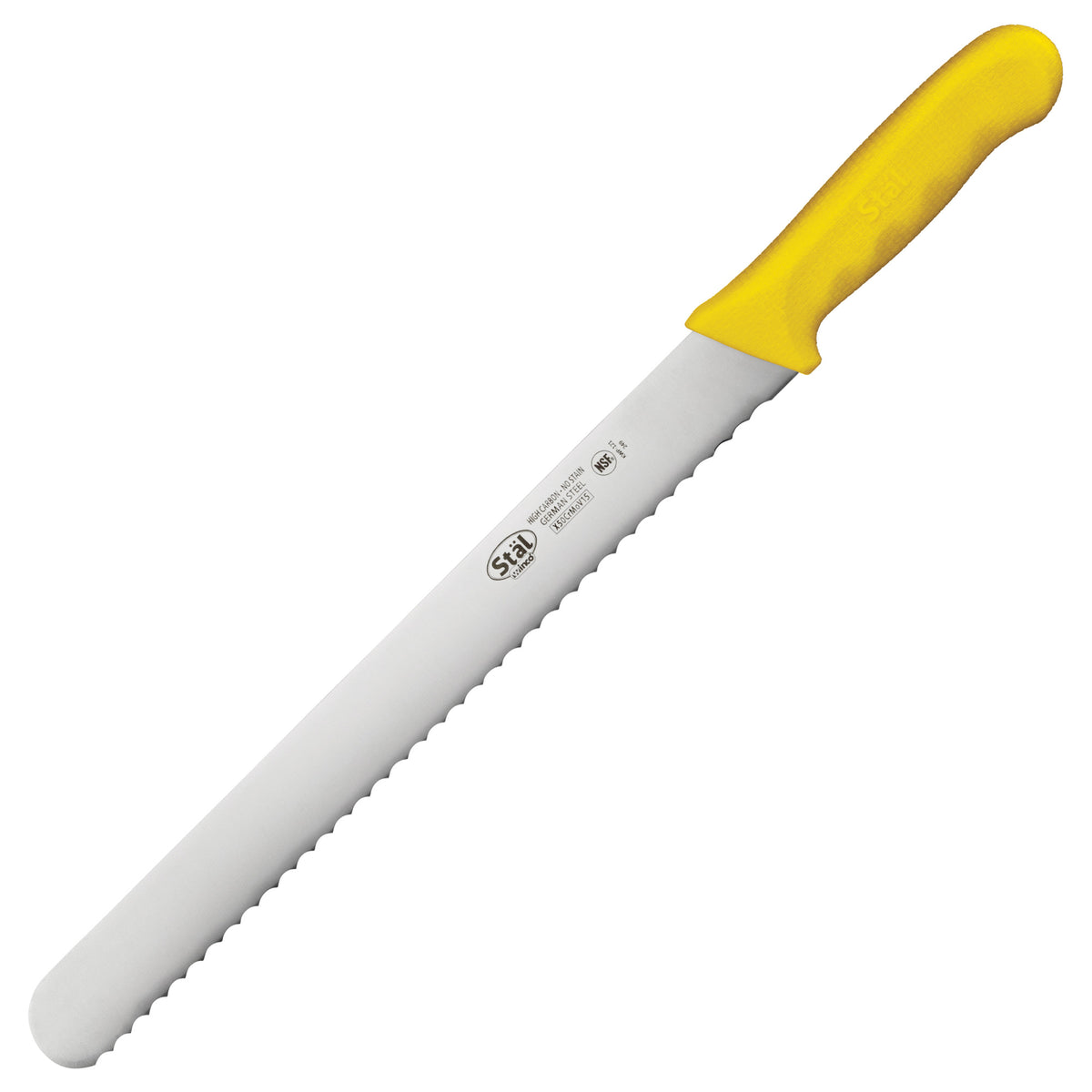Picture of Winco KWP-121Y Stal 12 in. Wavy Edge Slicer - Yellow Polypropylene Handle, Straight