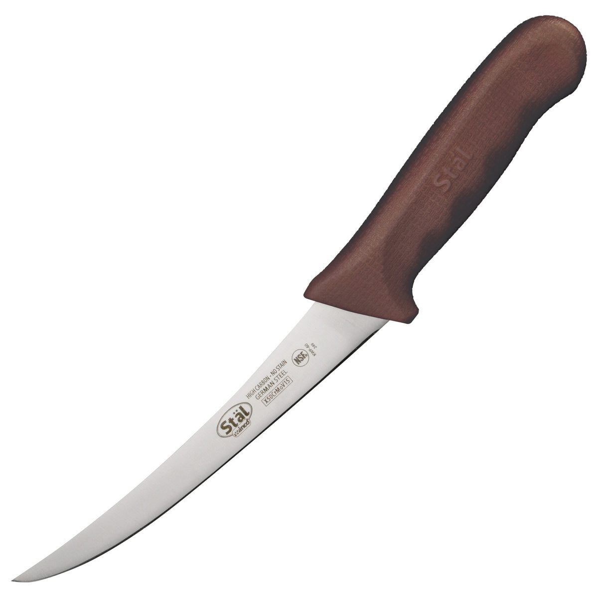 Picture of Winco KWP-60N Stal 6 in. Boning Knife, Flexible - Brown, Curved