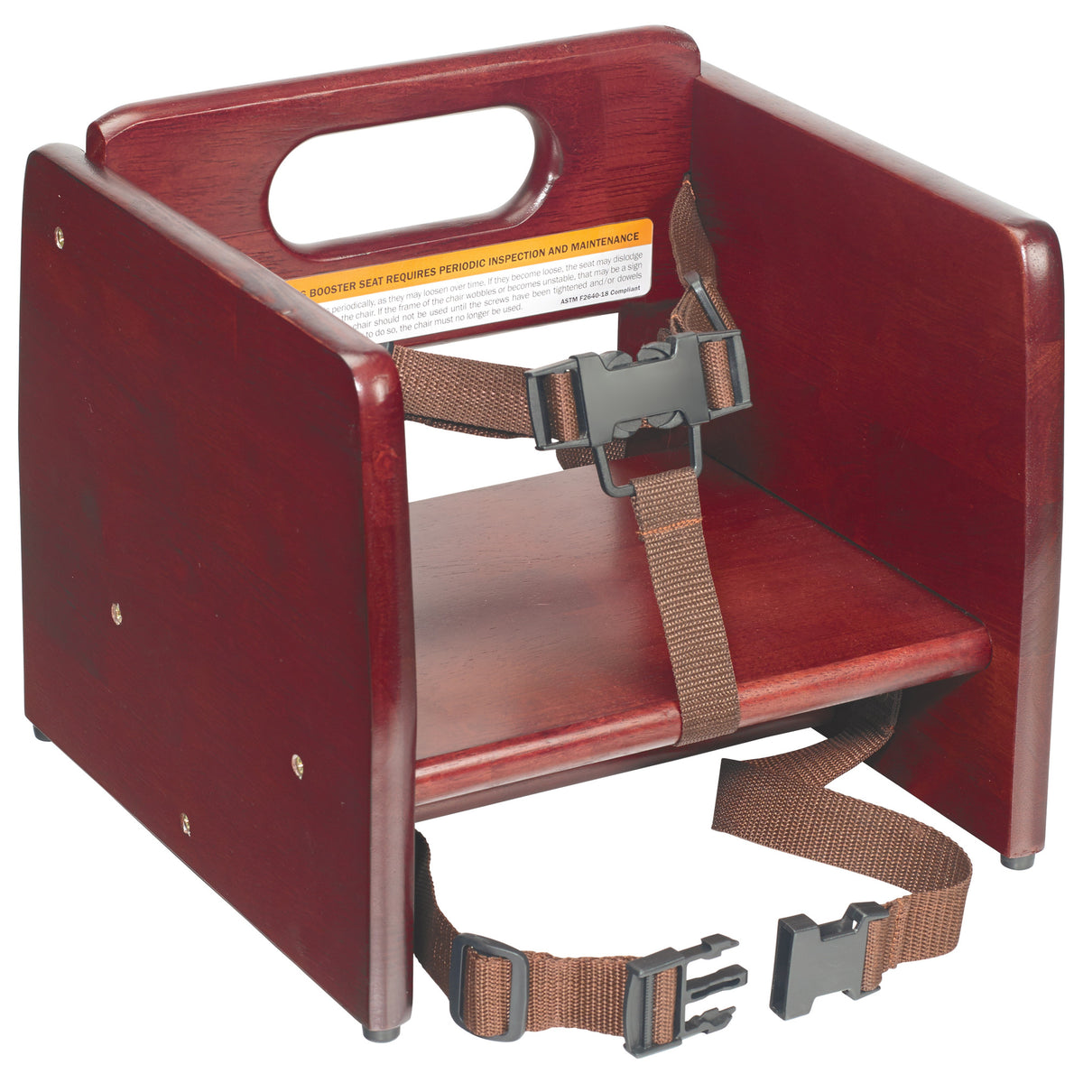 Picture of Winco CHB-703 Stacking Wooden Booster Seat - Mahogany