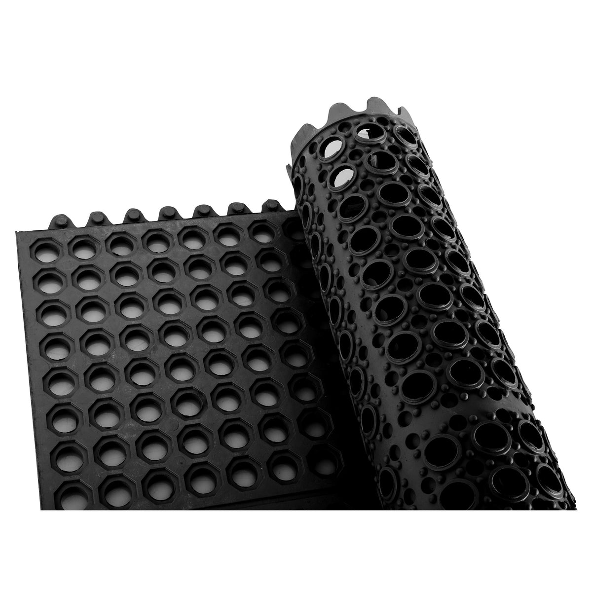 Picture of Winco RBMI-33K Rubber Interlocking Floor Mat, 3 x 3 ft. - Black