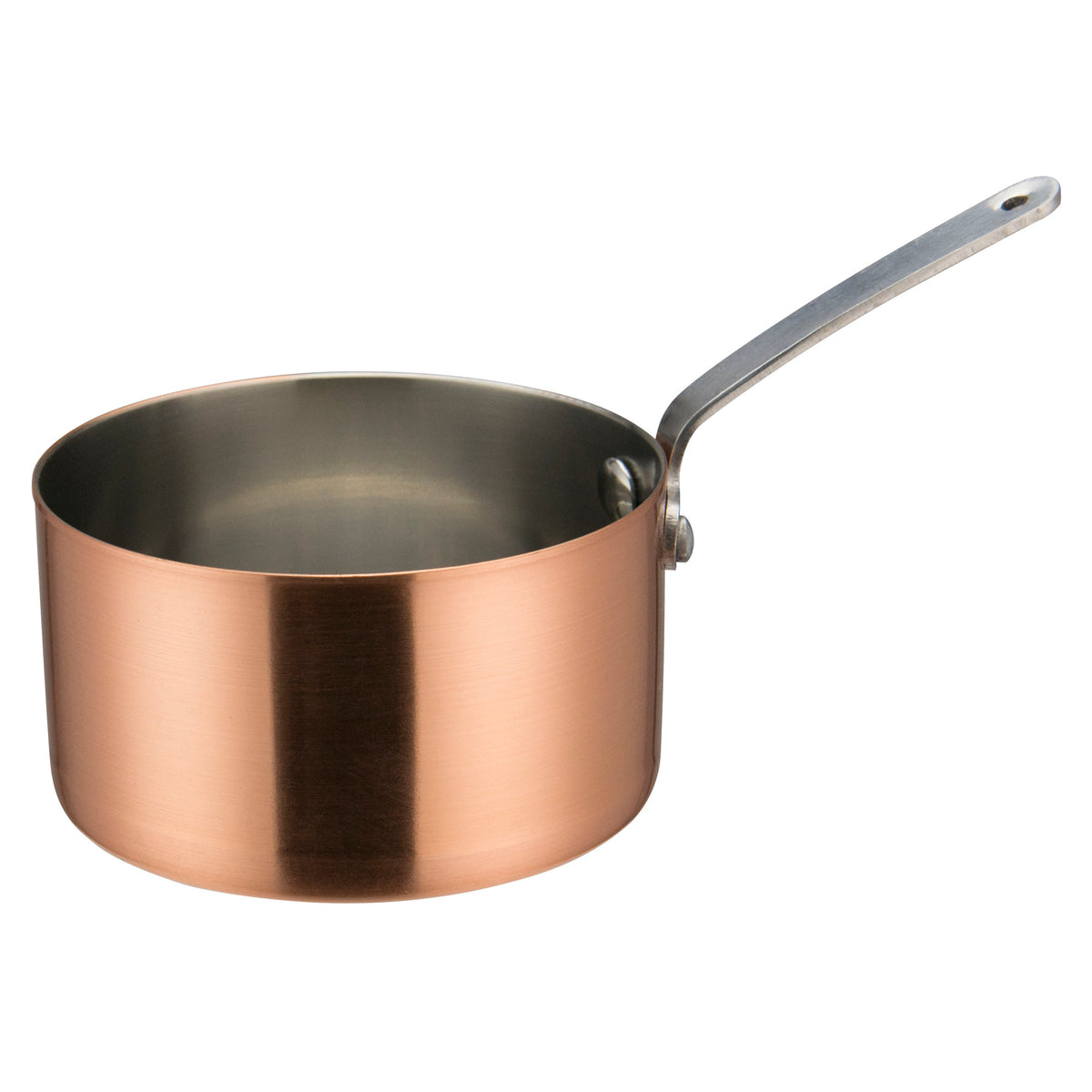 Picture of Winco DCWA-205C Mini Sauce Pan, Copper-Plated - 4.38 in. Dia. x 2.38 in.