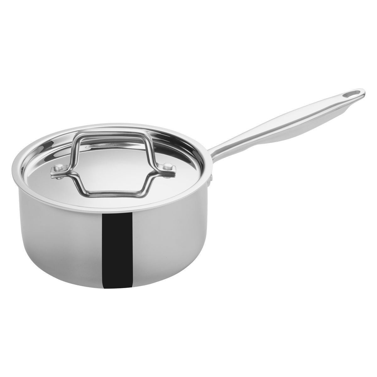 Picture of Winco TGAP-3 Tri-Gen Tri-Ply Stainless Steel Sauce Pan with Cover - 2.5 qt.