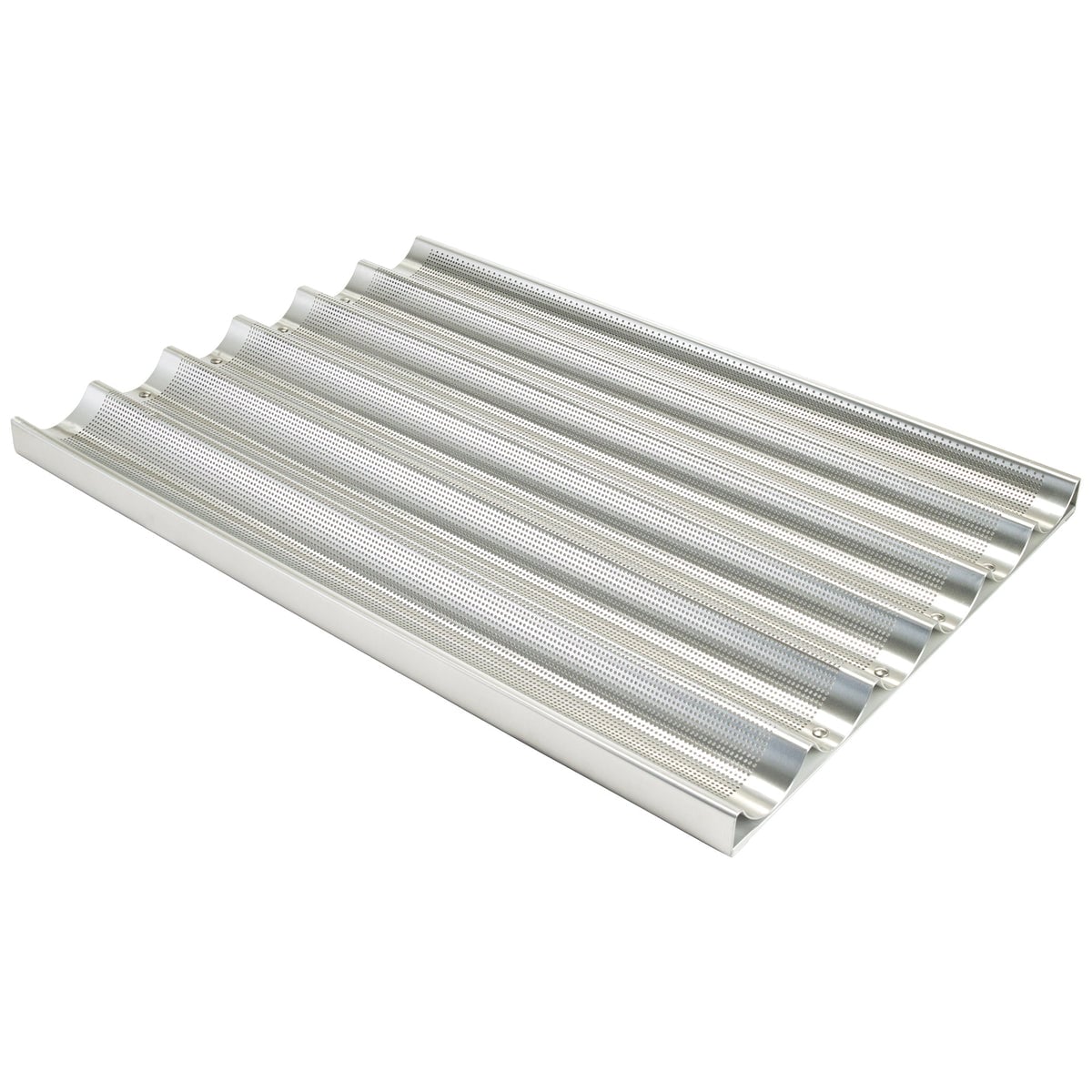 Picture of Winco ABPN-6 6-Channel Perforated Non-Stick Baguette Pan, 18 x 26 x 1 in. OA, 16 Gauge - Silicon Glaze, Aluminum
