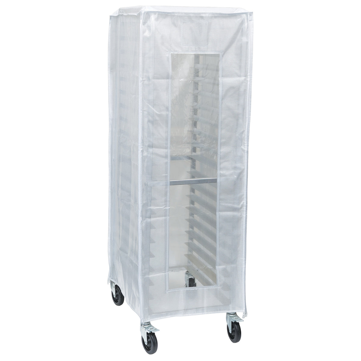 Picture of Winco ALRK-20-HC Heavy-Duty Cover with Window for Sheet Pan Racks - 23 x 28 x 62 in., Translucent White