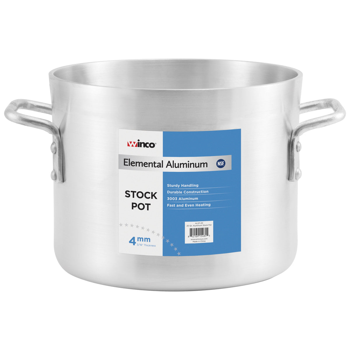 Picture of Winco ALST-80 Elemental 4 mm Aluminum Stock Pot - 80 qt.
