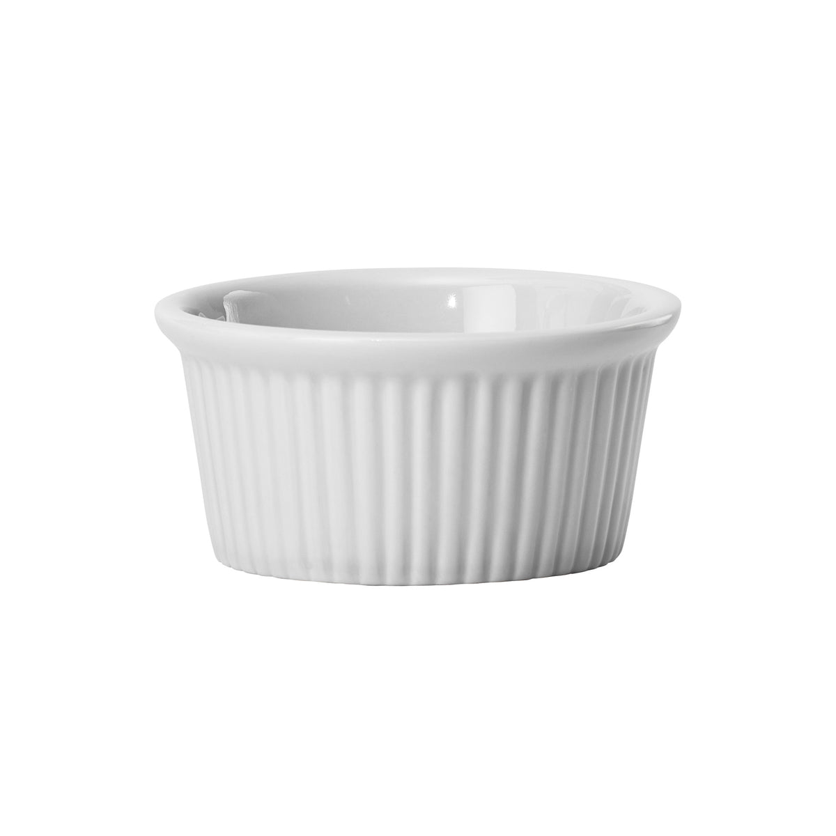 Picture of Winco FRR-4 Fluted Ramekin, 4 oz Round White Porcelain, 48 Piece - 3.13 Dia. x 1.5 in.