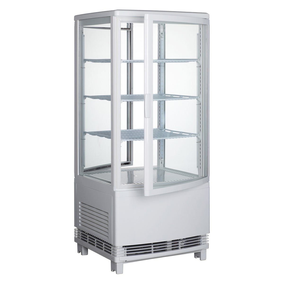 Picture of Winco CRD-1 White Countertop Refrigerated Beverage Display, 110-120V, 230W, 2.7A, Dual Curved DRS