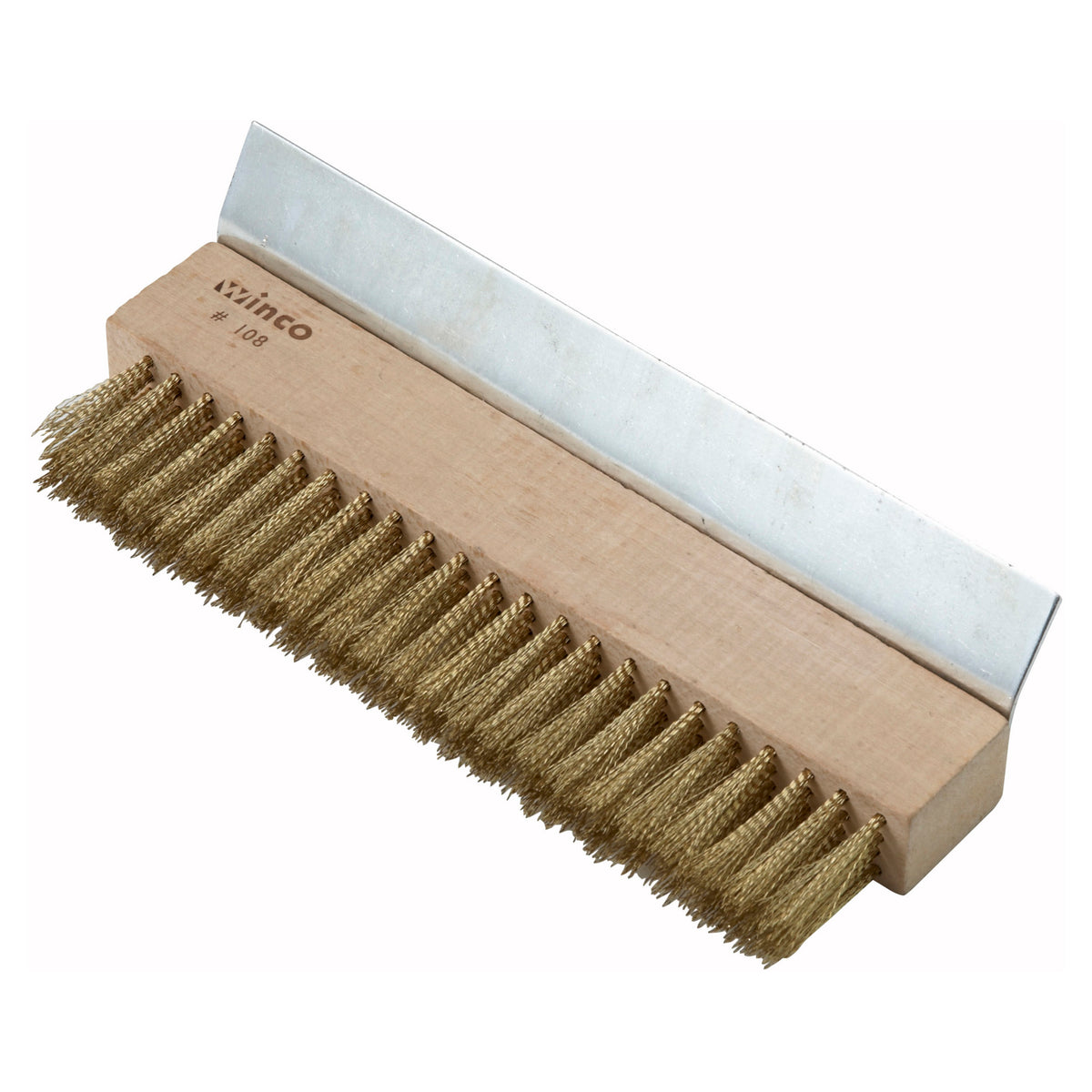 Picture of Winco BR-10 Pizza Oven Wire Brush Head with Brass Bristles & Metal Scraper