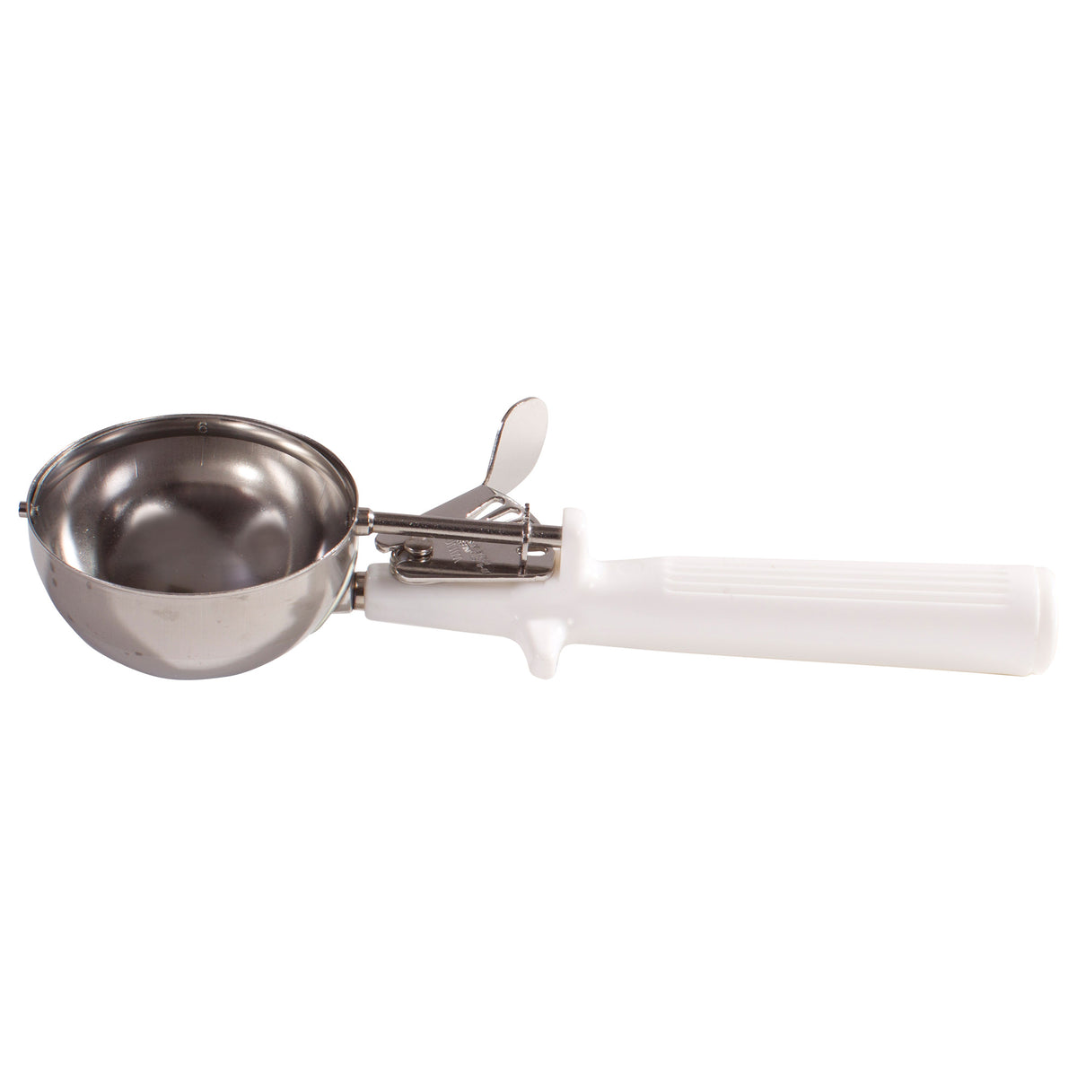 Picture of Winco ICOP-6 Prime 18-8 Stainless Steel Thumb Press Disher - Size 6 - White