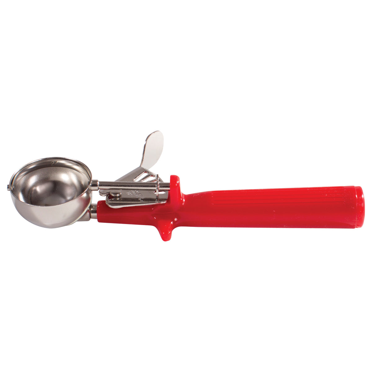 Picture of Winco ICOP-24 Prime 18-8 Stainless Steel Thumb Press Disher - Size 24 - Red