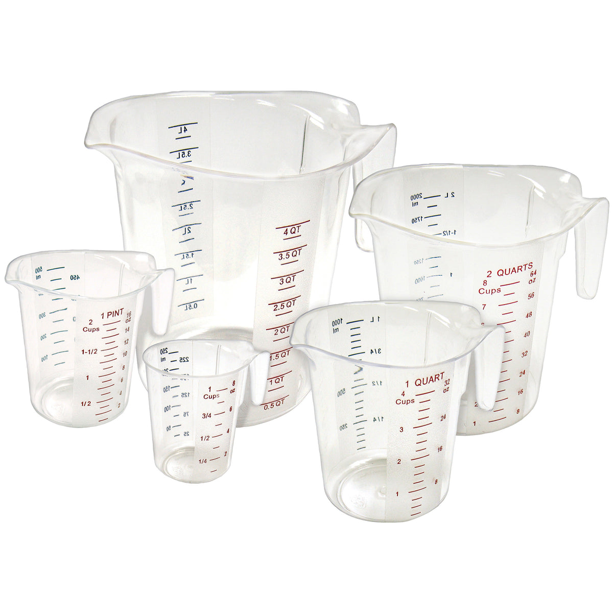 Picture of Winco PMCP-5SET Polycarbonate Measuring Cup with Color Graduations - 5 Piece