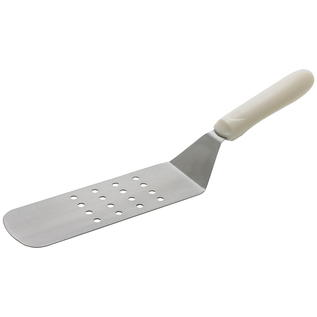 Picture of Winco TWP-91 Perforated Flexible Turner with Offset, White Polypropylene Handle, 8.25 x 2.88 in. Blade